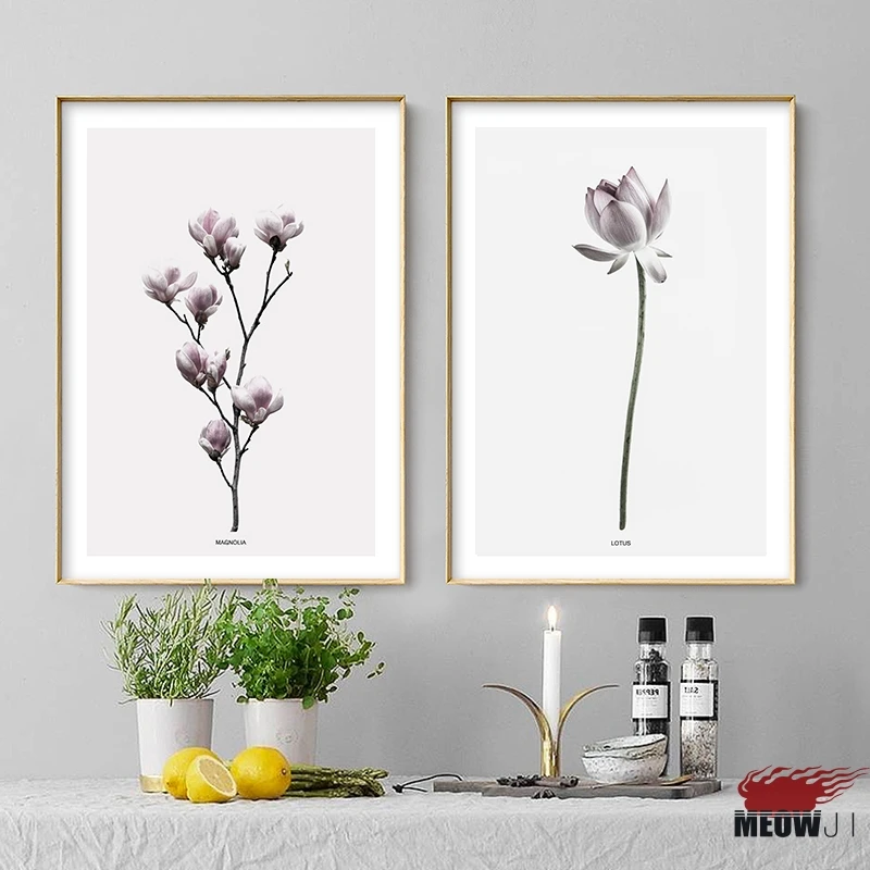

Serene Lotus Posters Wall Art Printed Canvas Painting Living Room Nordic Decoration Water Lily Magnolia Flower Wall Picture