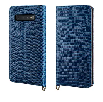 

Luxury Genuine Leather Flip Phone Case Coque For Samsung Galaxy S10 Plus S10 Note 9 Note 8 Lizard Pattern Celulares Cover