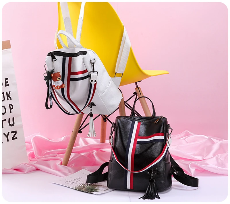 Nevenka Women Leather Backpack Fashion School Bag for Girls Zipper Backpack with Tassel Anti Thief Backpacks Female Travel Bags18