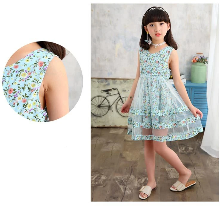 Fashion Flower Girls Dress 2018 Summer Cute Sleeveless Kids Clothes Elegant Tulle Princess Children Dresses For Girls Costumes (20)