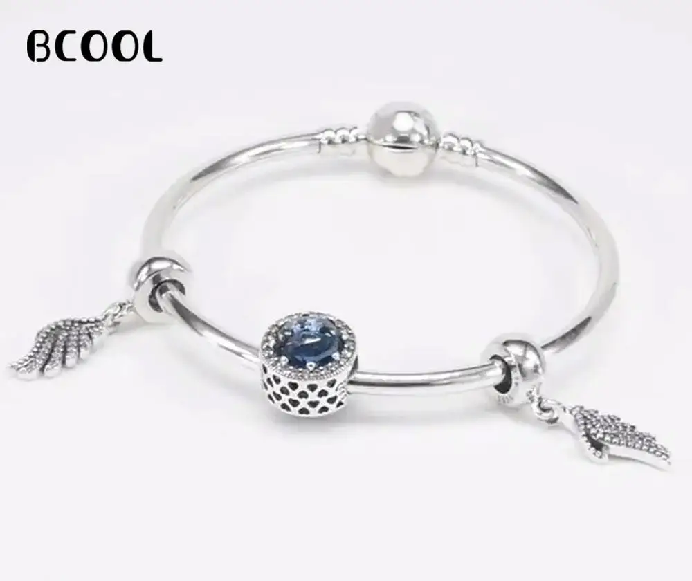 

100%925 Sterling Silver Original Copy 1:1 Retro Silver Charm Bracelet Crystal Beads Charm Bracelet Women's Jewelry Gifts