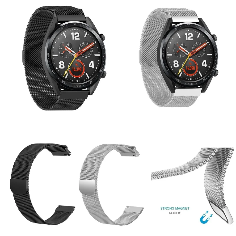 Роскошный браслет из нержавеющей стали для huawei Magic/Watch GT/Ticwatch Pro металлические