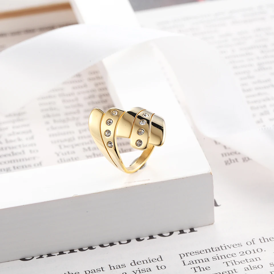 BAOLAISI новое кольцо кольца с перьями для женщин Винтаж золото-Цвет Кристалл циркониевый камень CZ нержавеющая сталь Свадебные обручальные украшения