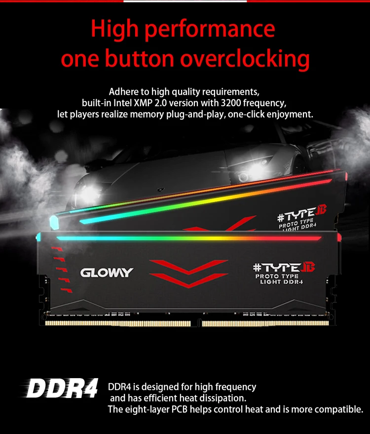 Оперативная память Gloway DDR4, 8 Гб* 2, 16 ГБ, 3000 МГц, RGB, для игр, настольных компьютеров, память, оперативная память, Серия B