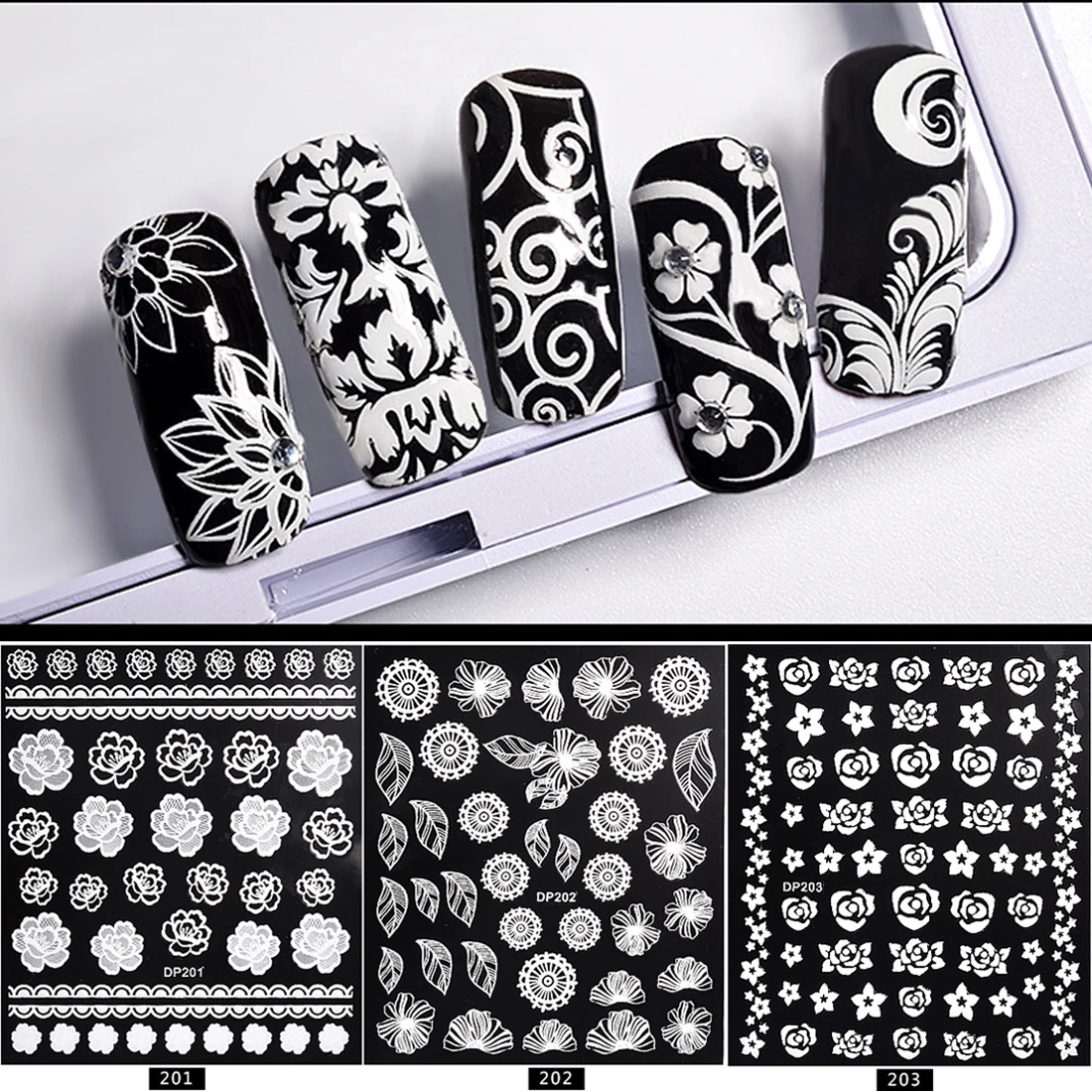 

New Floret Nails Embossed Sticker 1PCS Nail Art Accessoires 3D Adhesive DIY Decorations Nail 3D Decals naklejki na paznokcie