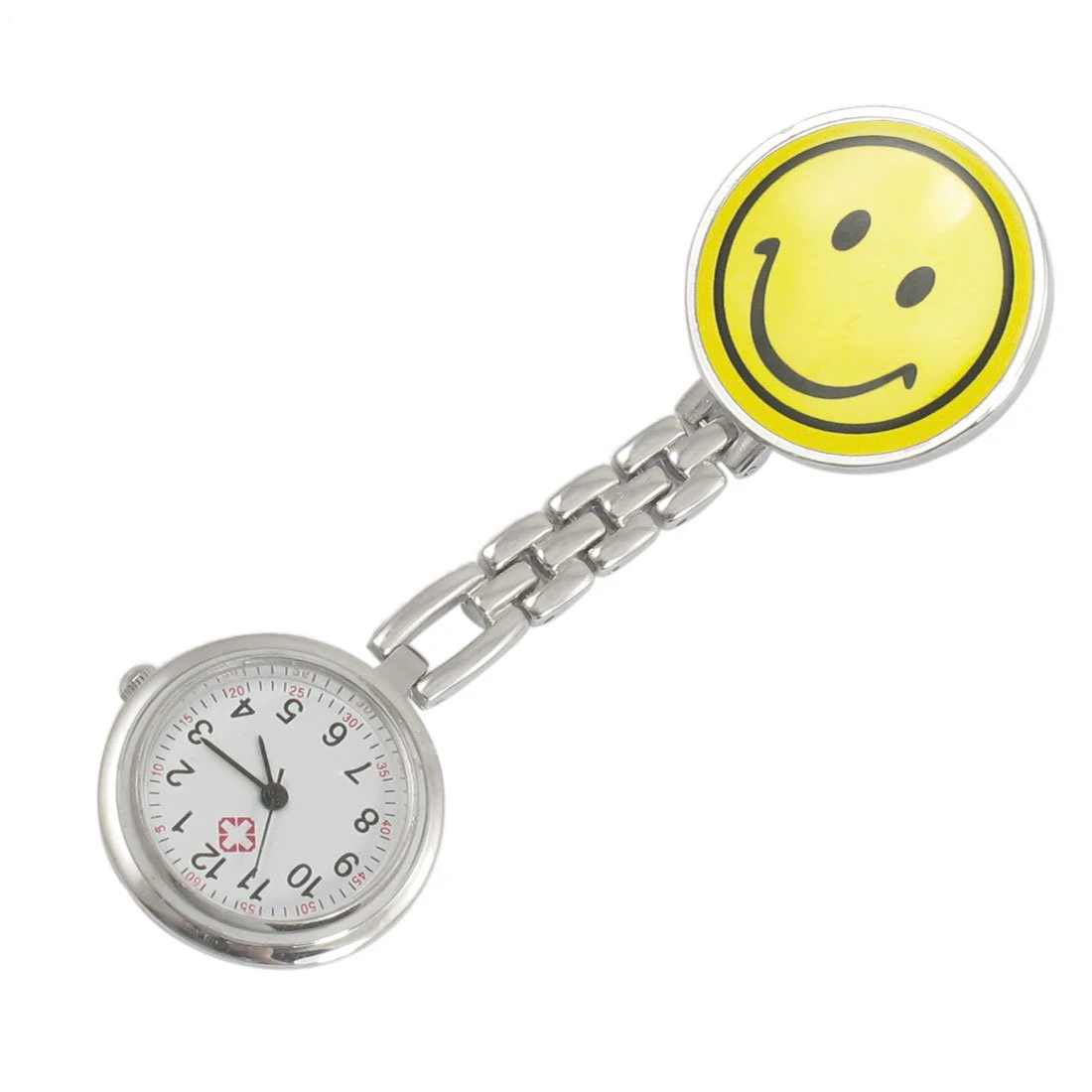 

Yellow Smiling Face Design Brooch Arabic Numerals Nurse Watch For Women