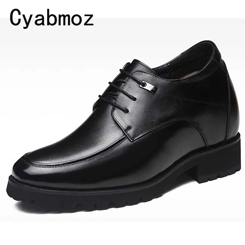 Мужская обувь из натуральной кожи, увеличивающая рост; повседневная обувь на шнуровке со скрытым каблуком 12 см и 8 см; вечерние и свадебные туфли-оксфорды, визуально увеличивающие рост - Цвет: black 12 cm