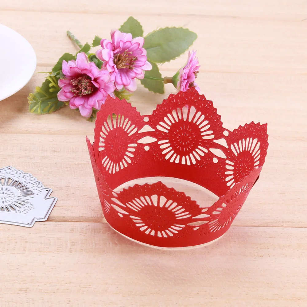 

Hollow Out Flower Cupcake Wrapper Metal Cutting Dies Stencils for DIY Scrapbooking Embossing Paper Cards Craft Die Cuts Template