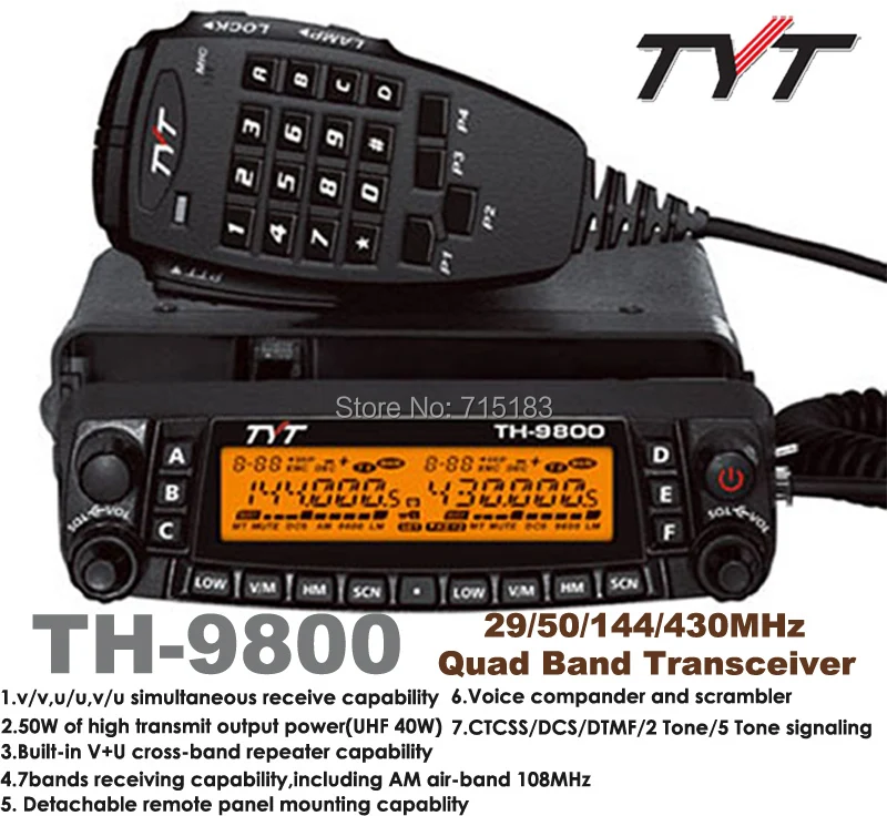 TYT TH 9800 TH9800 автомобильное радио Quad Band 29/50/144/430MHz & 26 950MHz приемопередатчик