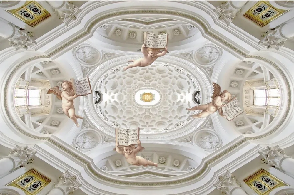 

European decoration style ceiling frescoes angel papel parede mural wallpaper 3d mural wallpaper Home Decoration