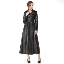 Casual Jackets 2016 Winter Fashion Double Breasted PU Overcoat Plus Size Leather Jacket Coat Elegant Female Windbreaker Outwear