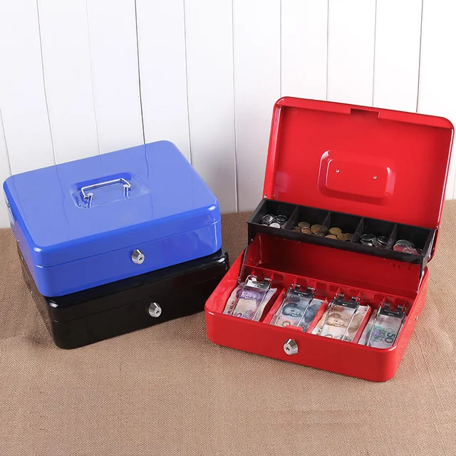 12 Inch Portable Cash Box With Drawer Lockable Metal Money Box