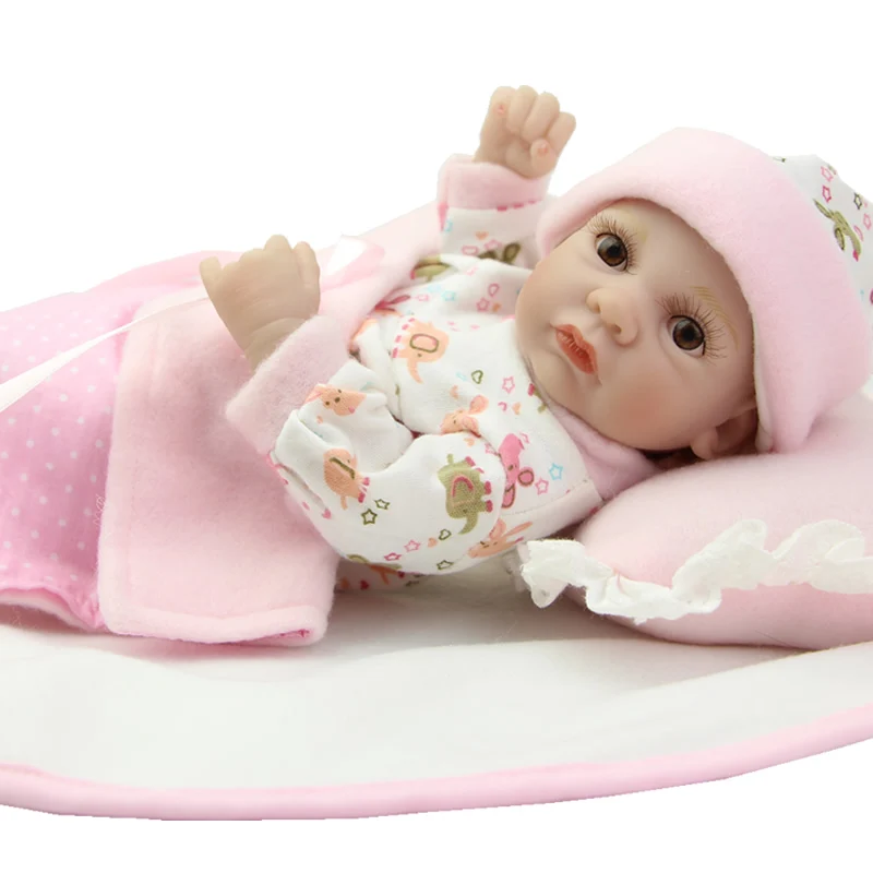 

Baby Reborn Doll 11 Inch Lifelike Full Soft Silicone Newborn Toys Fashion Gift For Girls Princess Babies Toys Wring Pink Clothes