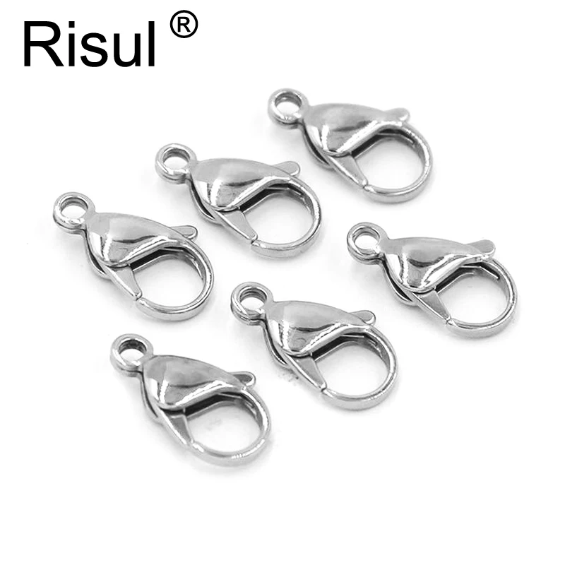 

risul 100pcs Stainless Steel Lobster Clasps Jewelry Findings DIY Necklace Bracelet Making Jewelry Accessories 9mm 11mm 13mm