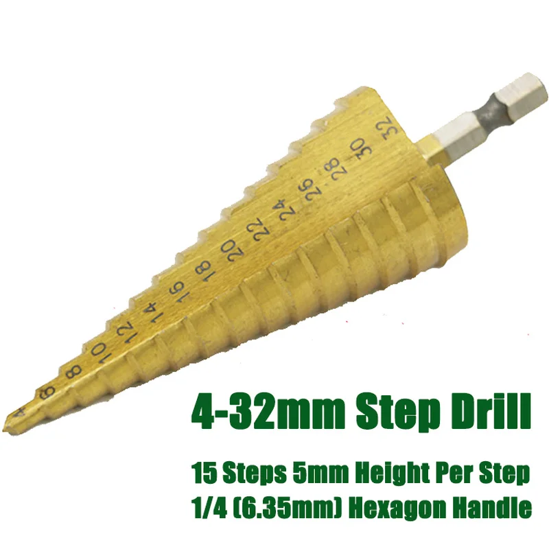 1/4 6.35mm Diameter Hex Handle Subland Drill 15 Ladder Step Drill
