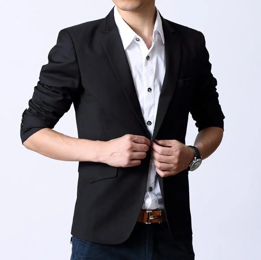 Fashion Korean Slim Fit Man Suit Jacket Men's Clothing Slim Style Suits ...