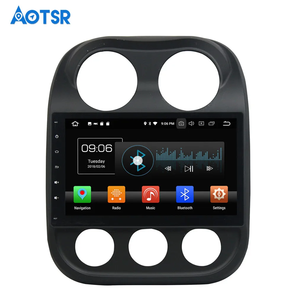 Top Android 8.0 4+32GB Car DVD Player GPS Navigation Multimedia For JEEP Compass Patriot Radio 2014 2015 car stereo tape recorder 10