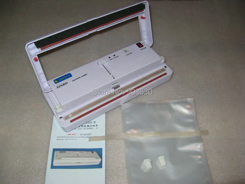 Free shipping 220V/110V SINBO DZ-280 Household food Vacuum Food Sealer Machine with 10pcs Plastic Bag,Vacuum Sealing Machine
