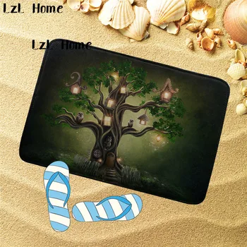 

LzL Home Tree Printed Washable Carpet Bathroom Toilet Bath Shower Pad Mat Rug Flannel Toilet Mat Bath Mats High Quality Banyo