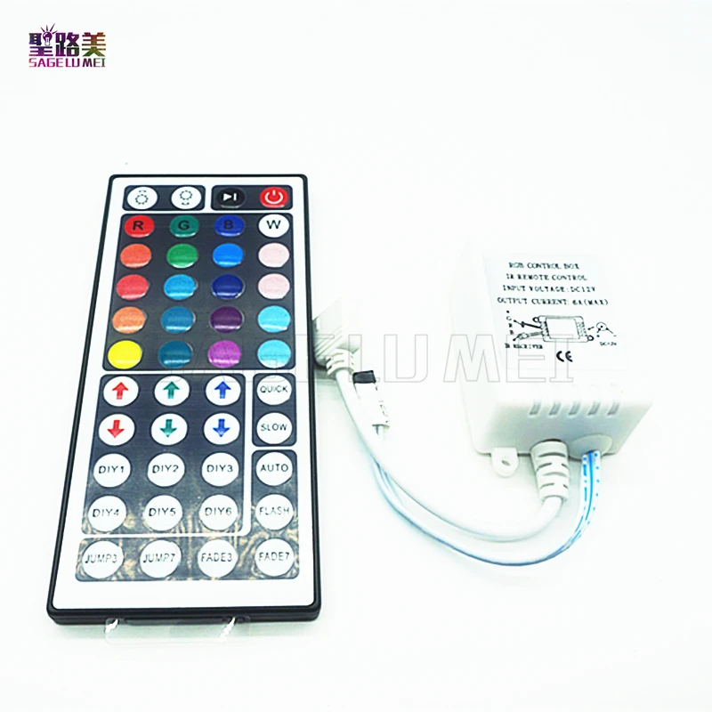 buy 44 Keys LED IR RGB Controler For RGB SMD 3528 5050 LED Strip LED Lights Controller IR Remote Dimmer Input DC12V