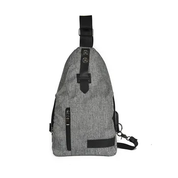 

6PCS / LOT Fashion USB Charging Chest Bag for Men Women Single Shoulder Crossbody Bag Travel Messenger Bag