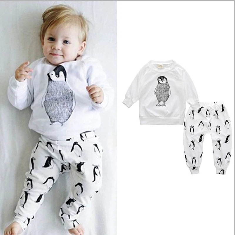 unisex toddler boy girl pullover clothing set,animal print o-neck long sleeve T-shirt+pant,2 pieces outfit for 0-3Y kids baby