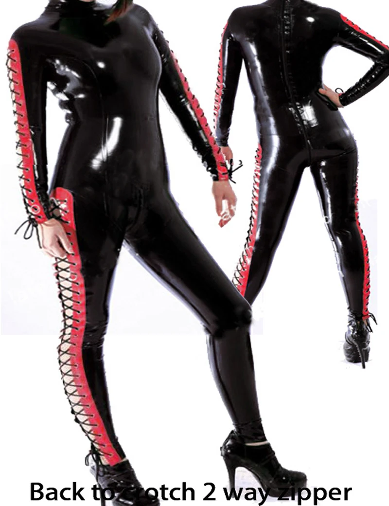 Gothic Sexy Fetish Sleeve/Leg Lace up Zipper To Crotch Women Erotic