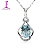 LP Подлинная 1.62ct Аквамарин алмазный кулон Твердые 18 К 750 Белое золото модные ювелирные изделия с камнями для вечерние подарок