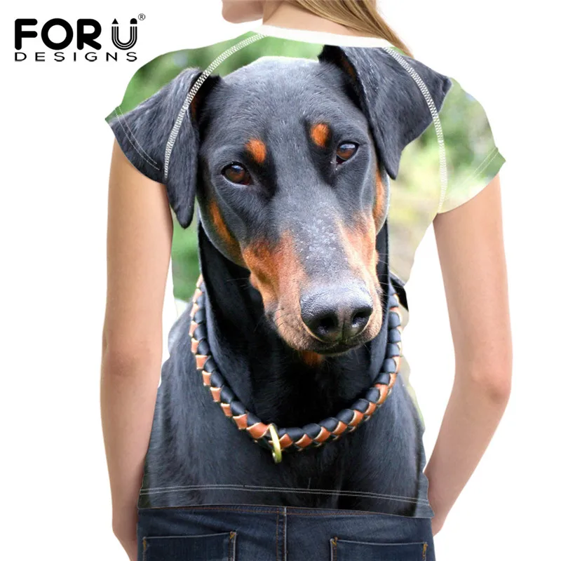 FORUDESIGNS/немецкая женская футболка с коротким рукавом и принтом Doberman брендовая