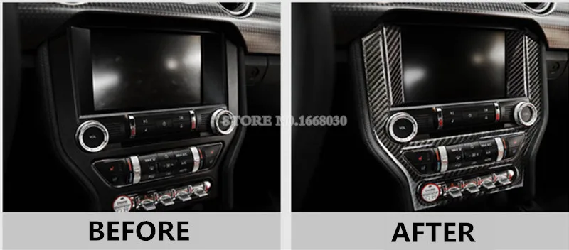 Углеродное волокно центральной консоли CD декоративный кожух 3 шт для Ford Mustang