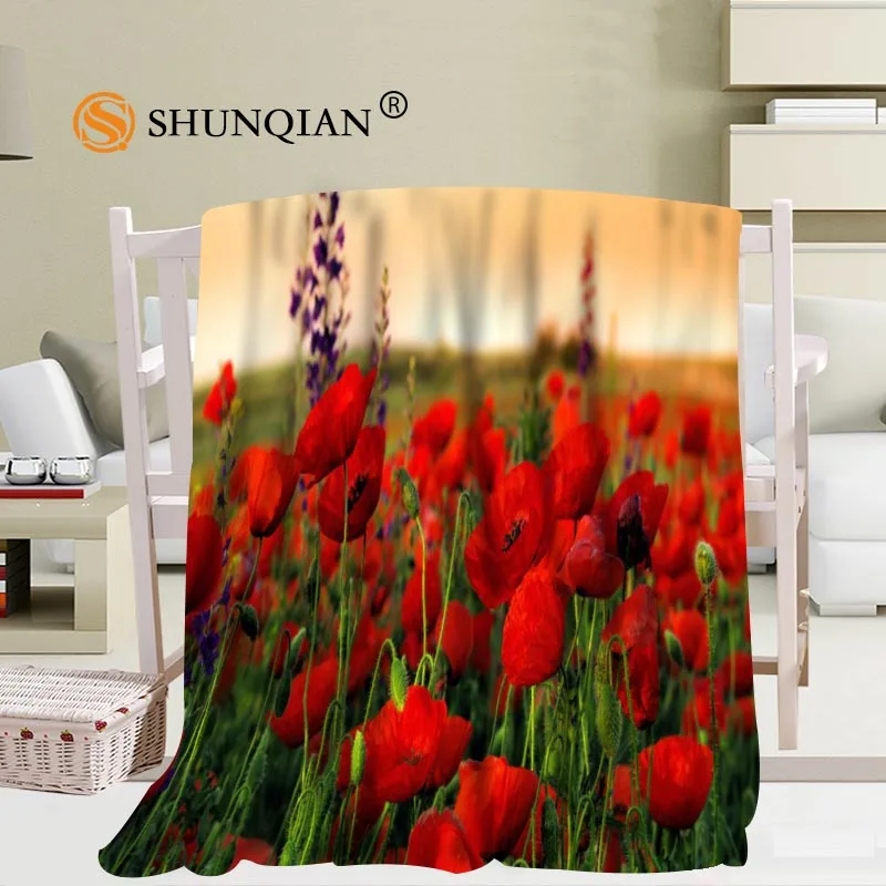 Природа цветы одеяло с маками мягкие DIY диван кровать пледы одеяло для детей и взрослых теплое пользовательское одеяло 56x80Inch50X60Inch40X50Inch - Цвет: 5