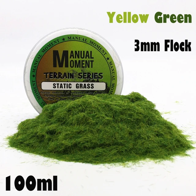 Miniature Scene Model Materia Yellow Green Turf Flock Lawn Nylon Grass Powder STATIC GRASS 3MM Modeling Hobby Craft Accessory 3mm Flock Static Grass Fiber HOBBY ACCESORIES Model Number: 142