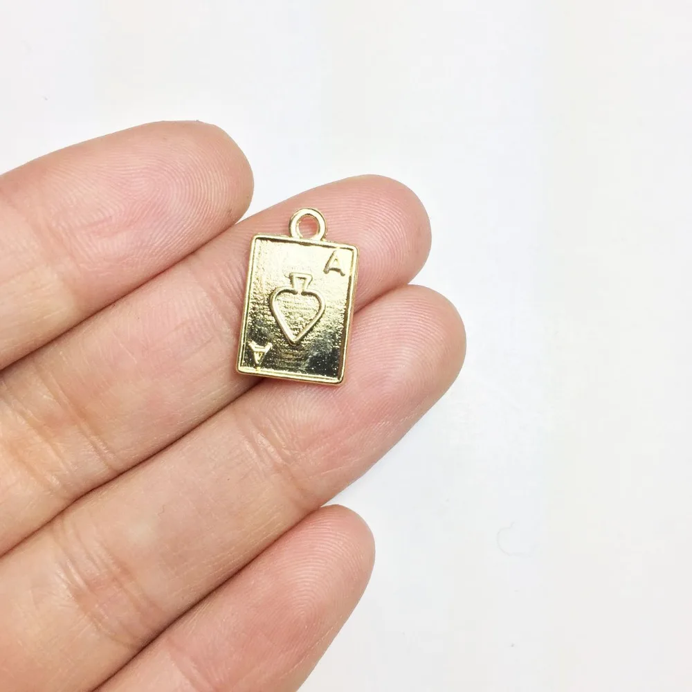 Eruifa 20pcs10mm Довольно Мини-покер ACE Лопата цинковый сплав Jewelry подвесной кулон "сделай сам" цепочки и ожерелья, Eearrings 2 цвета