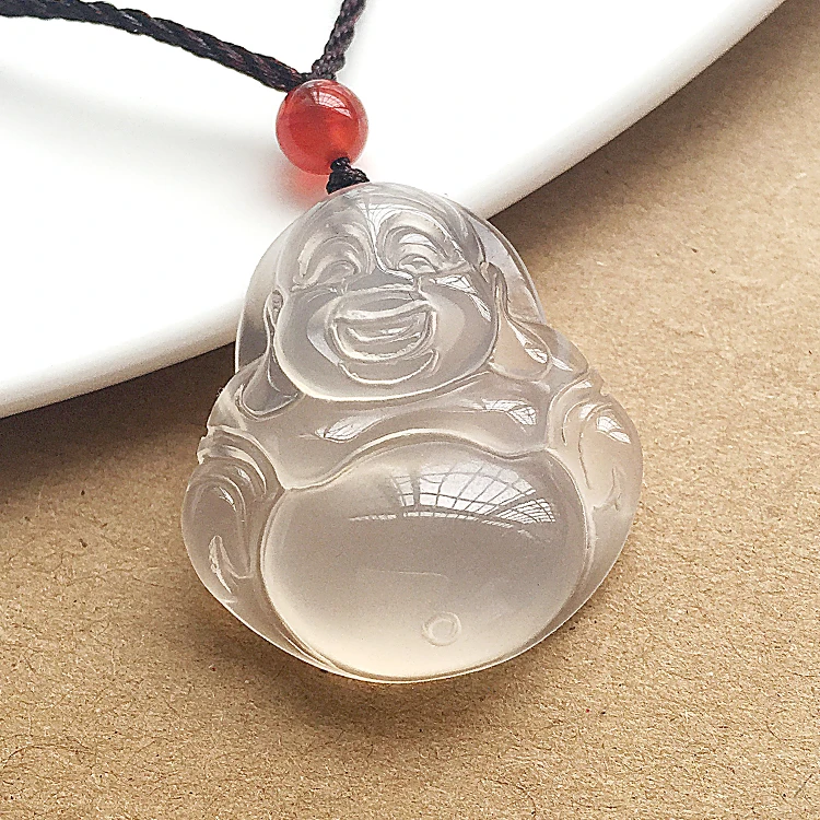 Ожерелье шнур Мужская и женская Пряжка листья Maitrey зеленые бобы Будда нефрит