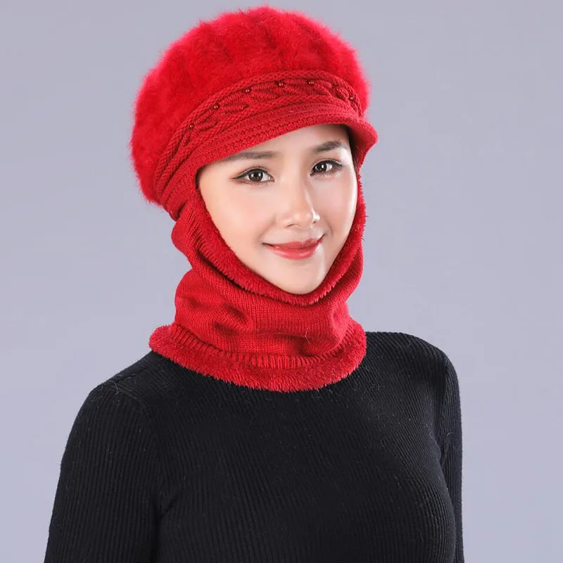 SUOGRY зимние шапки Скалли Gorros зимняя шапка Gorros для мужчин и женщин шарф из кроличьего меха Балаклава маска Knit шапка вязаная