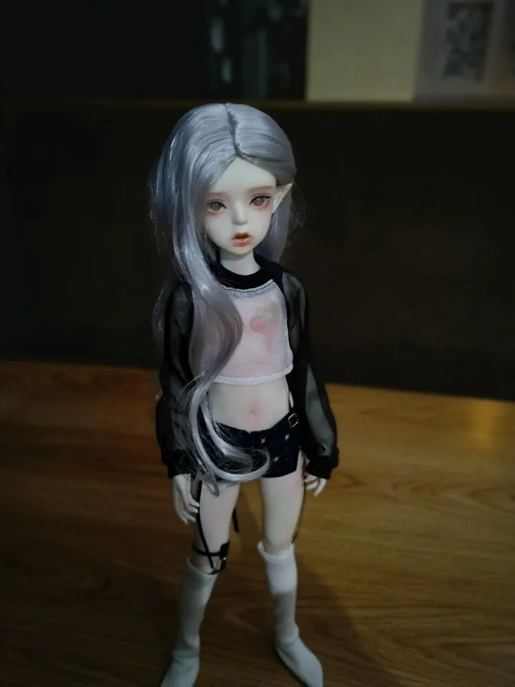 D01-P409 детская игрушка ручной работы 1/3 1/4 1/6 аксессуары для кукол BJD/SD парик Серый Серебряный Хрустящие длинные волосы 1 шт