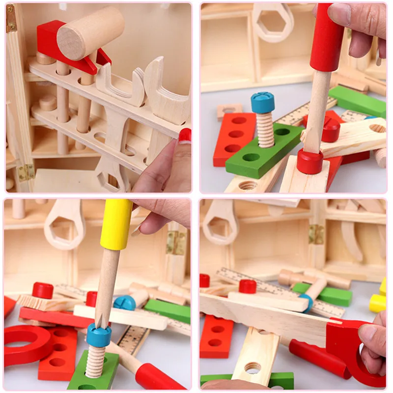 

Baby Toys Kids Wooden Multifunctional Tool Set Maintenance Box Wooden Toy Baby Nut Combination Birthday Gift