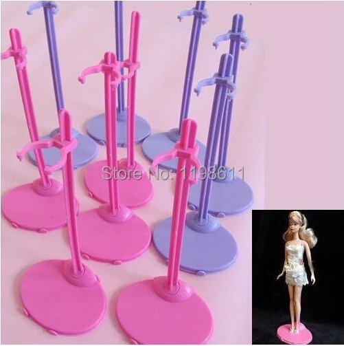 Free shipping, 10pcs/lot doll accessories pink purple clear Doll Stand