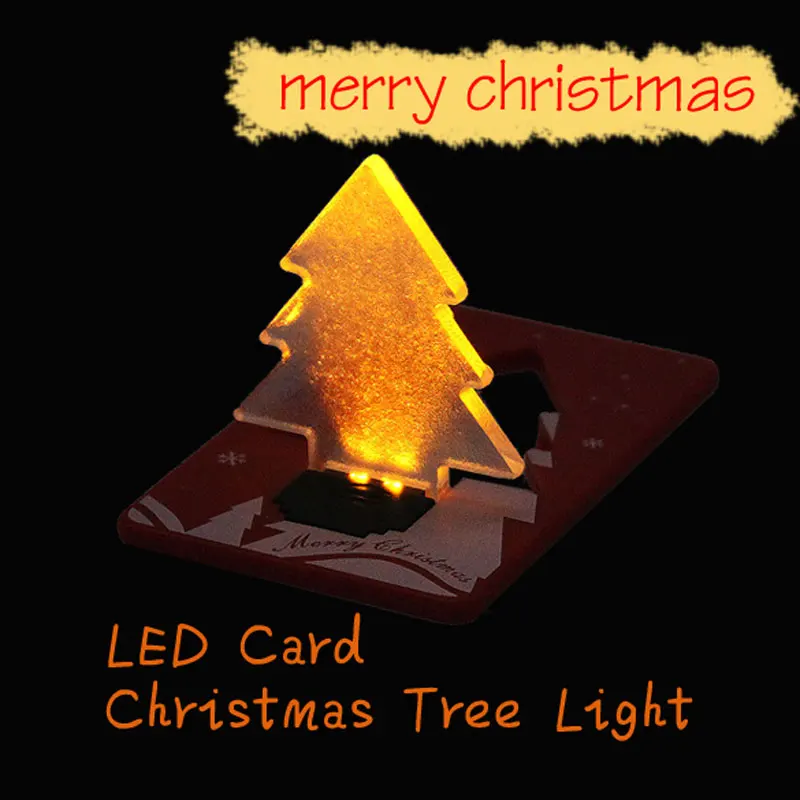 Рождество Аксессуары Карманный складной Xmas Tree Форма свет кредитной карты Новый год орнамент - изображение