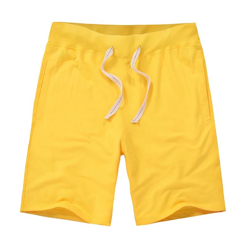 lemon yellow США Летние повседневные мужские удобные домашние шорты или шорты для фитнеса пляжные мужские шорты хлопок короткие брюки Pantalones cortos para hombres - Цвет: lemon yellow