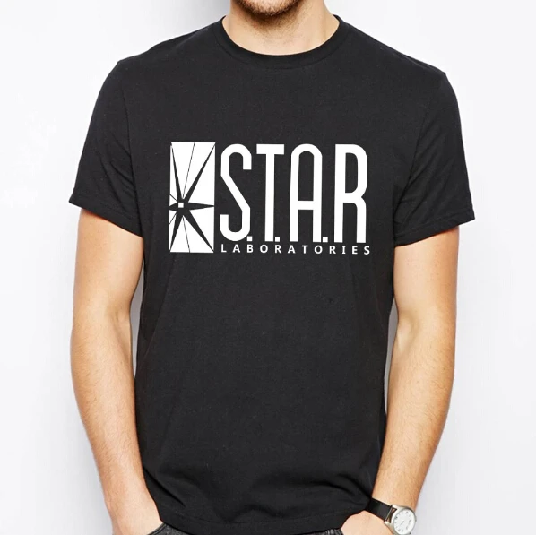 

STAR LABORATORIES the flash T Shirts Men Ltter Print Man T-Shirts Short Sleeve O Neck tshirt Cotton Euro Size Mens Tee Tops
