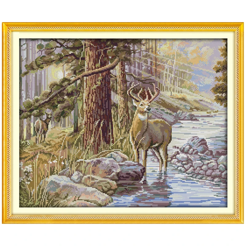 

Stag Patterns Counted Cross Stitch 11CT 14CT Cross Stitch Set Wholesale Animals Cross-stitch Kits Embroidery Needlework
