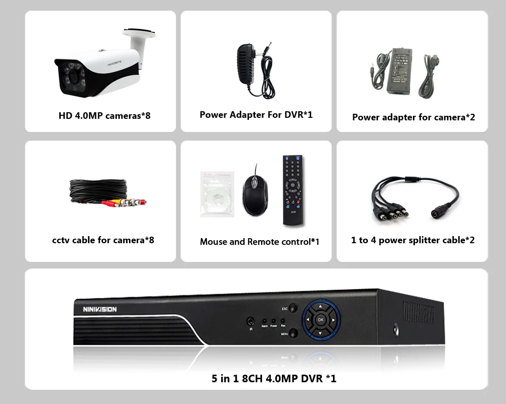 4MP AHD 8CH CCTV система 1080P HDMI DVR 4.0MP 2560*1440 наружная Водонепроницаемая CCTV камера домашняя система безопасности комплект видеонаблюдения