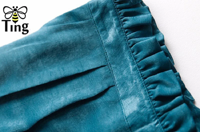 Tingfly модный дизайнерский стиль сексуальный глубокий v-образный вырез Атласный топ+ низ брюки с Sahes женские комплекты из двух предметов летние комплекты нового вида