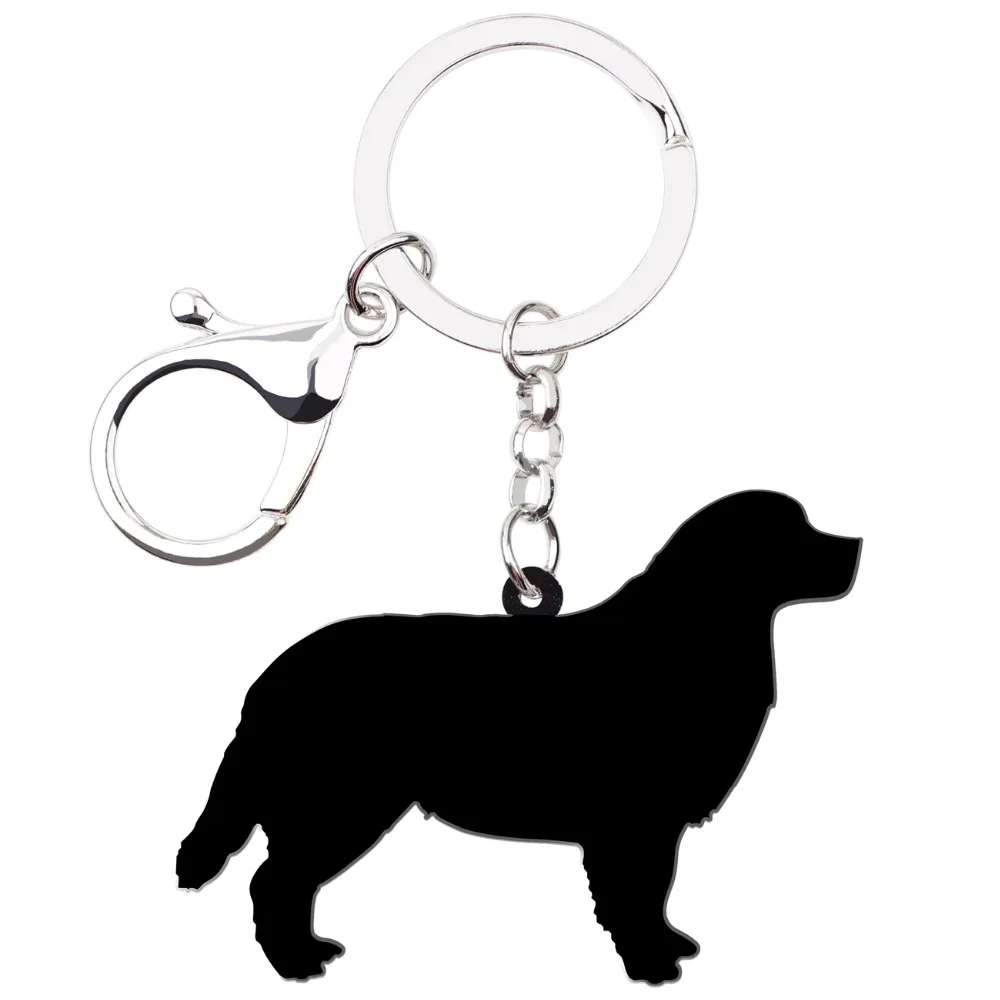 Bonsny, акриловые украшения для собак, Бернская горная собака, брелок для ключей, подарок с помпоном для женщин, девушек, дам, подвеска, сумка, амулеты