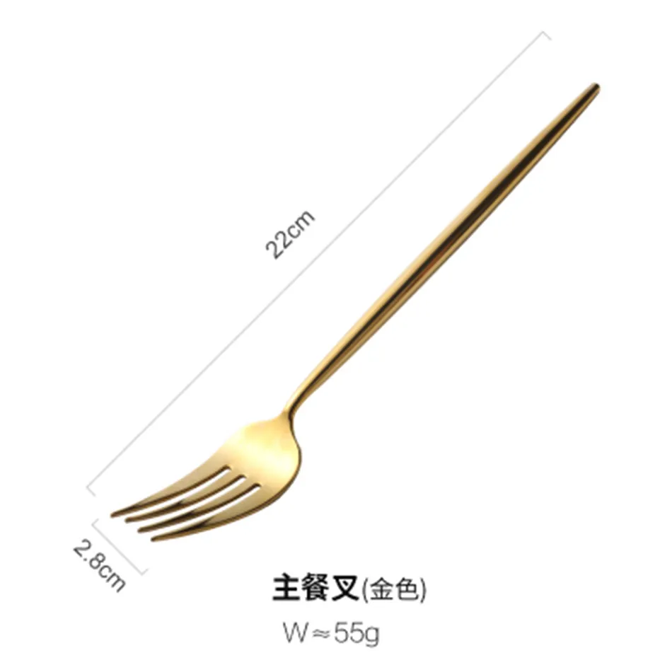 Shinny Mirror 304 Stainless Steel Dinnerware Sets Plating Gold Knife Fork Spoons European Western Food Tableware Cutlery Sets (8)