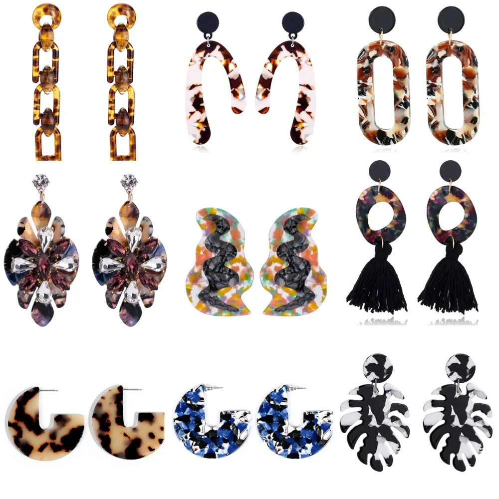 

Artilady resin hoop earrings tortoise acrylic earring for women drop earrings jewelry christmas gifts