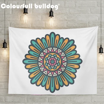 

Dropshipping Mandala Style Tapestry Geometric Circle Wall Hanging Towel Lotus Pattern Green Red White Blanket Decor Living Room
