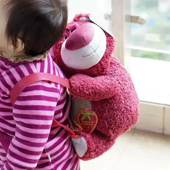 

Toy Story Strawberry Bear Plush Backpack Soft Stuffed Teddy Bear Doll Shoulder Bag Children School bag Girls Kids Birthday Gifts