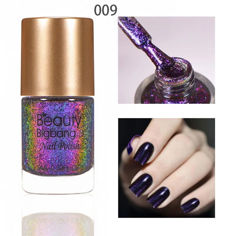 BeautyBigBang 9 мл Лак для ногтей Хамелеон Galaxy блеск закат светящиеся голографические блестки голографический лак для ногтей лак Nagellak - Цвет: 009